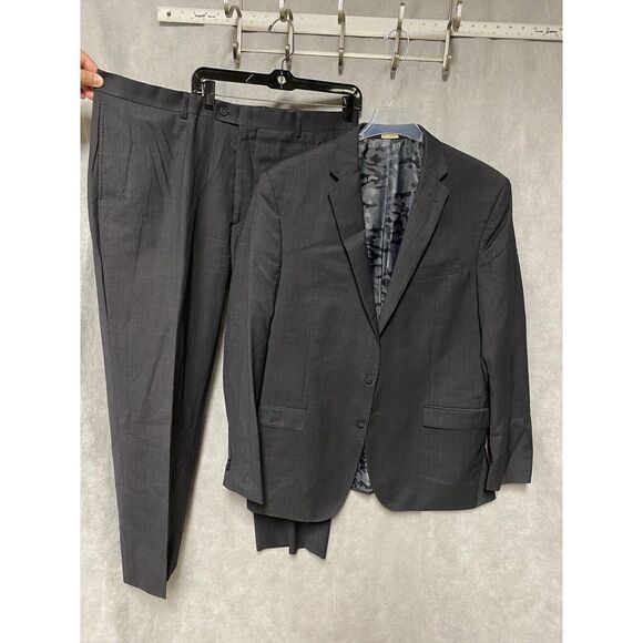 Joseph Abboud‎ Suit Men 46L Gray 2B Super 120 Wool Career JOE 40X30 Pants Luxury - Picture 1 of 16